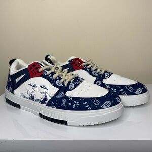 Men's Navy & White Graphic Lace-Up Sneakers - Casual Street Style